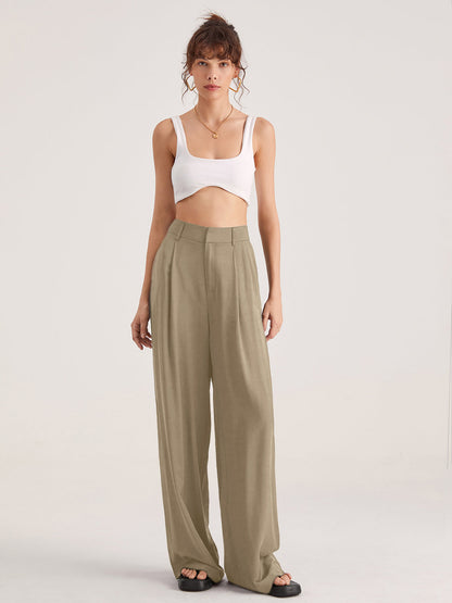 Luna | Damen Übergroße Hohe Taille Hose |  Plissee Front