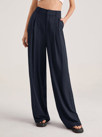 Luna | Damen Übergroße Hohe Taille Hose |  Plissee Front