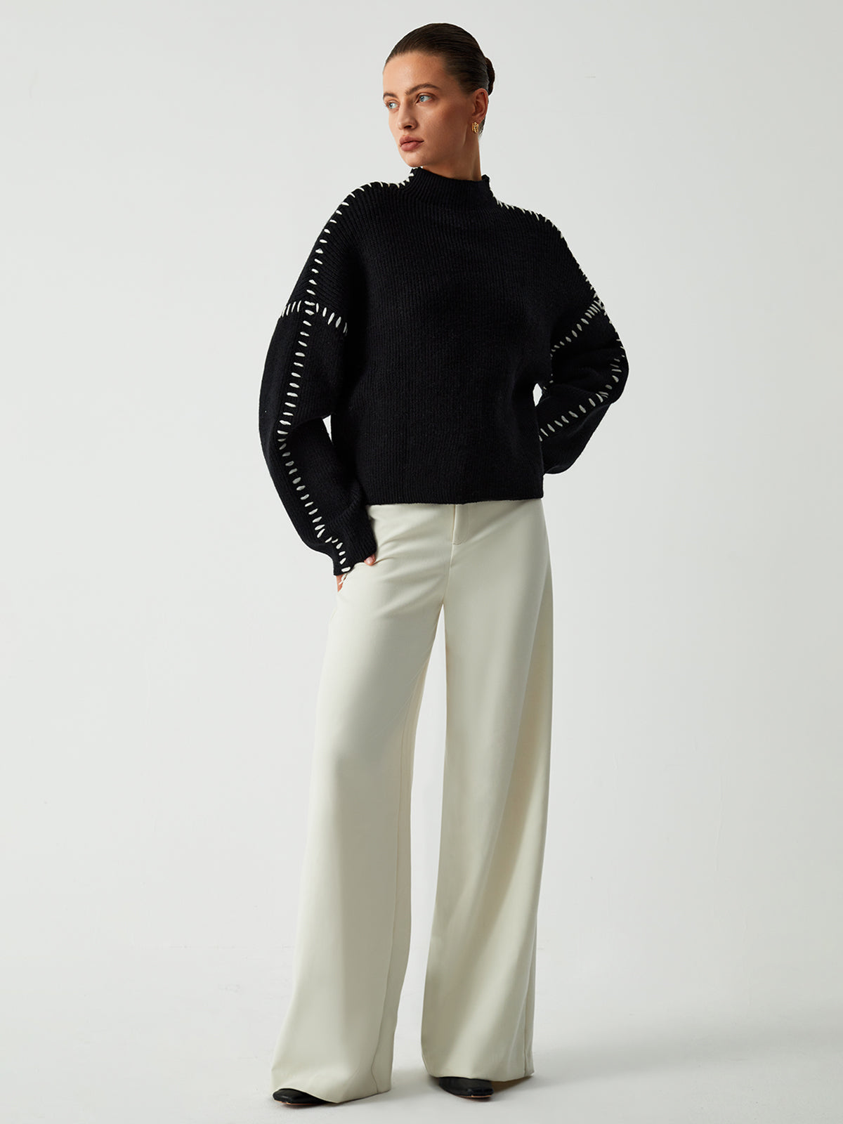 Harper | Damen Stilvoll Lose Mockhals Pullover | Warme