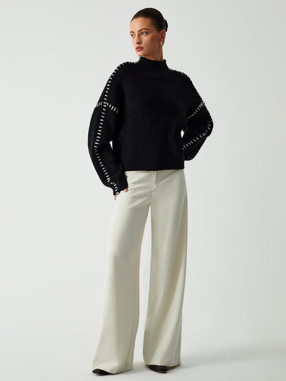 Harper | Damen Stilvoll Lose Mockhals Pullover | Warme