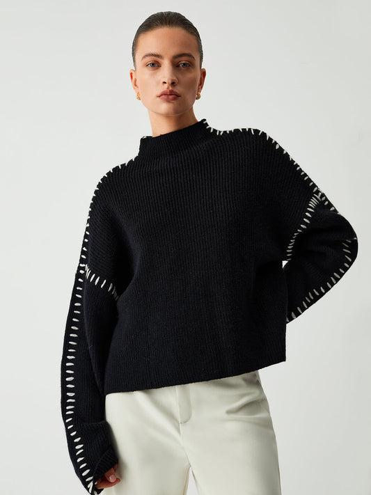 Harper | Damen Stilvoll Lose Mockhals Pullover | Warme