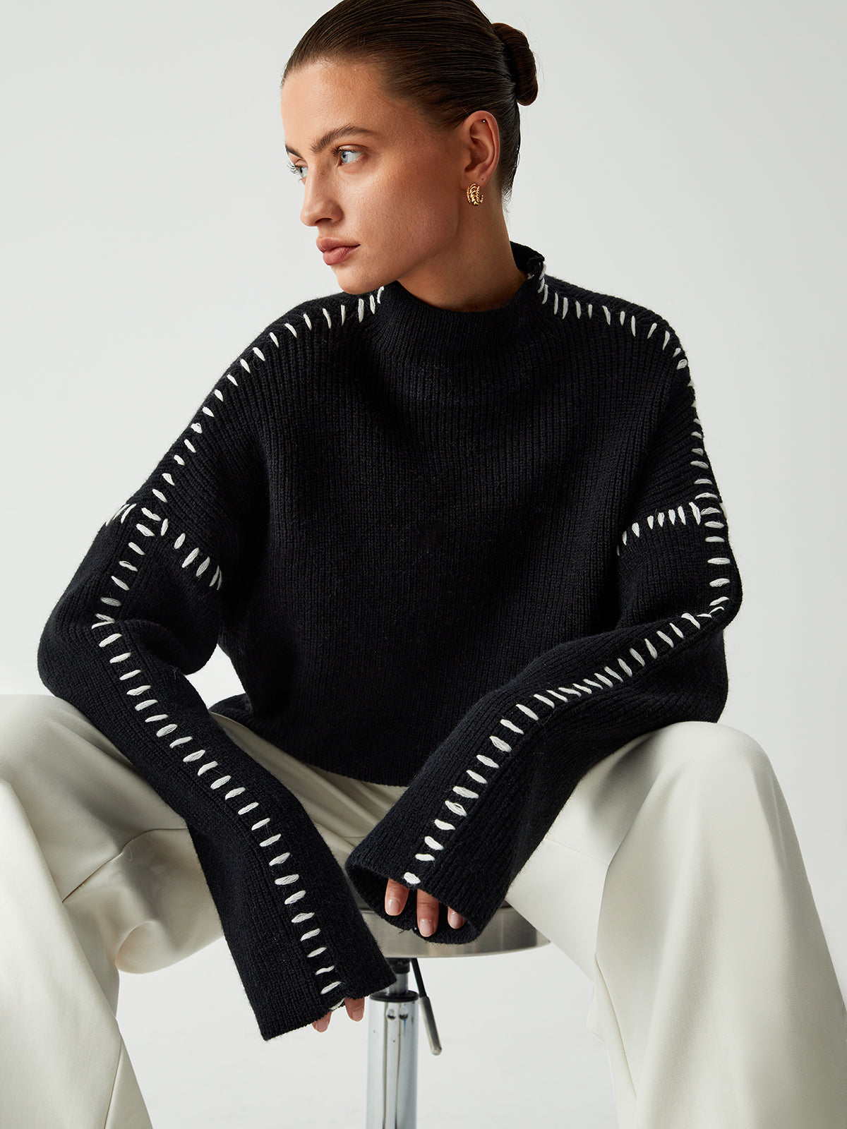 Harper | Damen Stilvoll Lose Mockhals Pullover | Warme