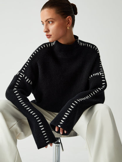 Harper | Damen Stilvoll Lose Mockhals Pullover | Warme