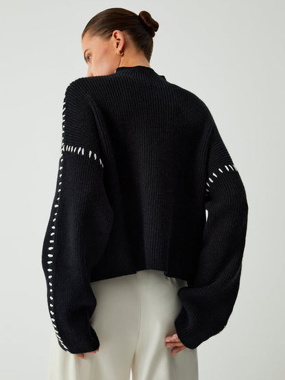 Harper | Damen Stilvoll Lose Mockhals Pullover | Warme