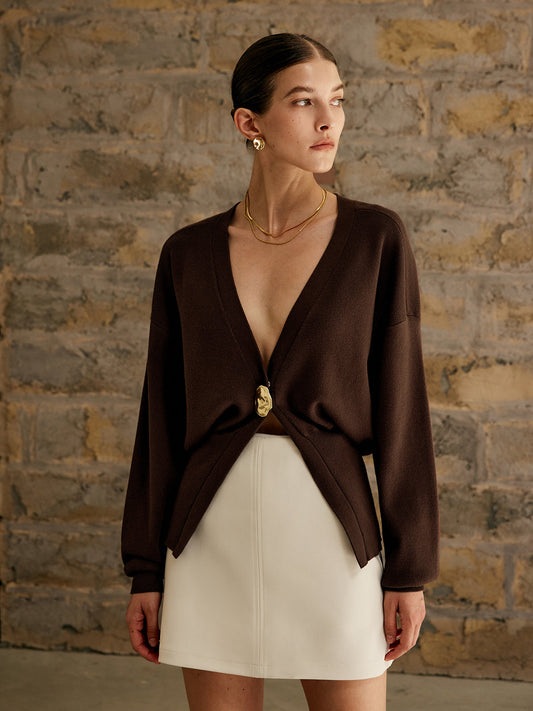 Eleanor | Damen Stylish Knopf Strickjacke | Elegante
