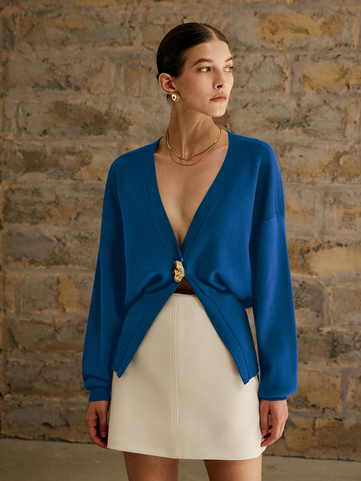 Eleanor | Damen Stylish Knopf Strickjacke | Elegante