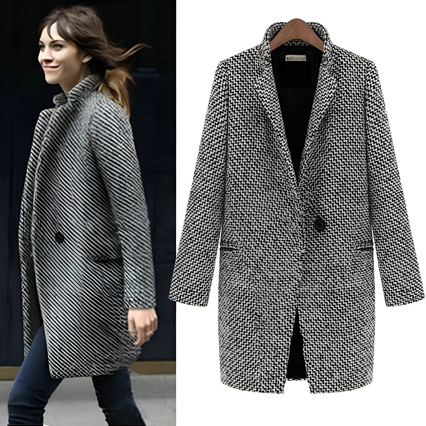 Melaiza | Damen Eleganter Winter Stehkragen Lang Mantel | Warme