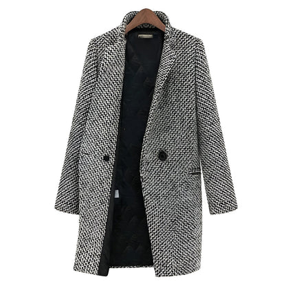 Melaiza | Damen Eleganter Winter Stehkragen Lang Mantel | Warme