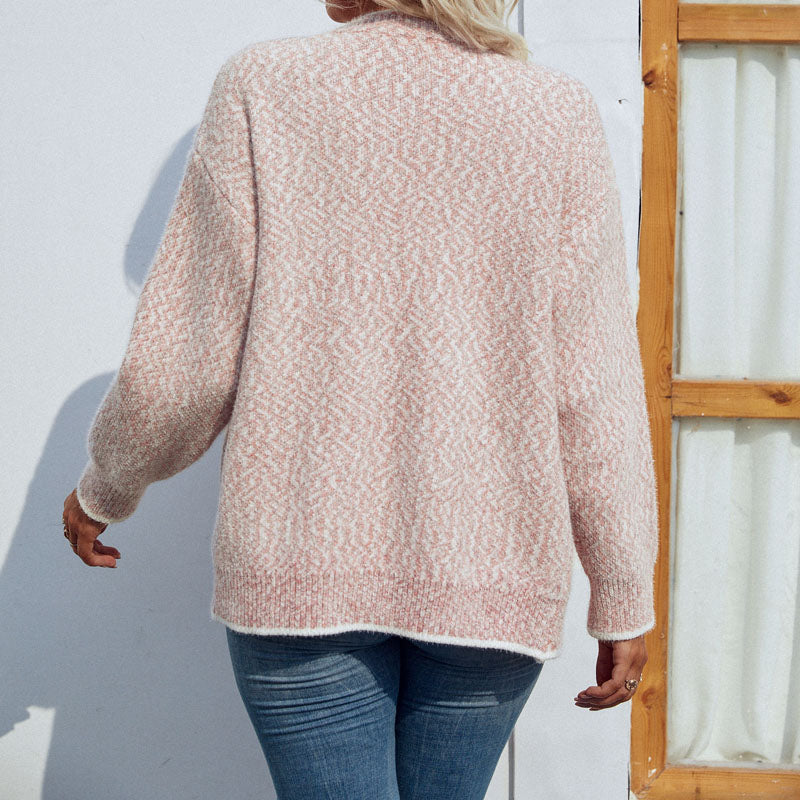 Damen Zwei Seiten Taschen Lässige Strickjacke