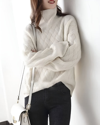 Melanie | Damen Lässiger Oversize Rollkragen Pullover | Strick