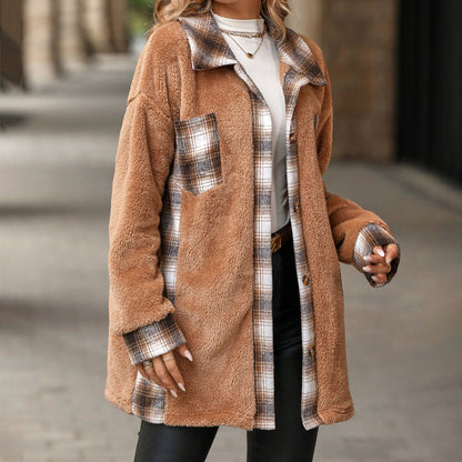 Damen Winter Karierter Lässiger Mantel