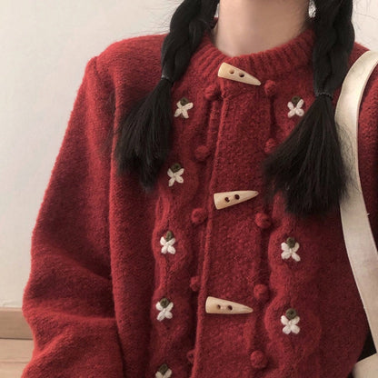 Damen Winter Warme Weich Strickjacke
