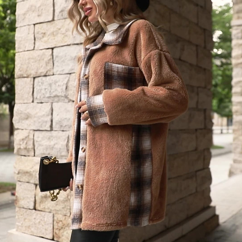 Damen Winter Karierter Lässiger Mantel