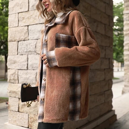 Damen Winter Karierter Lässiger Mantel
