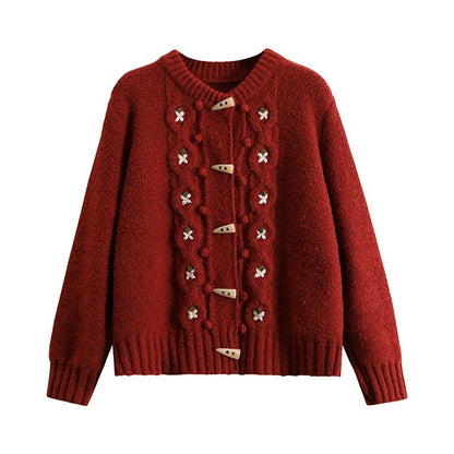Damen Winter Warme Weich Strickjacke