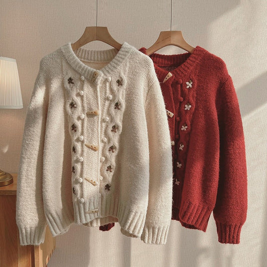 Damen Winter Warme Weich Strickjacke