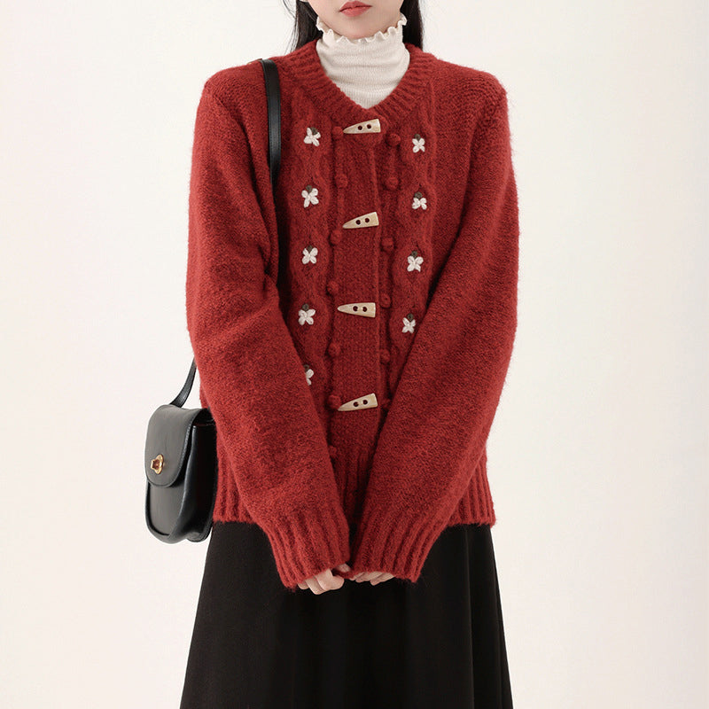 Damen Winter Warme Weich Strickjacke