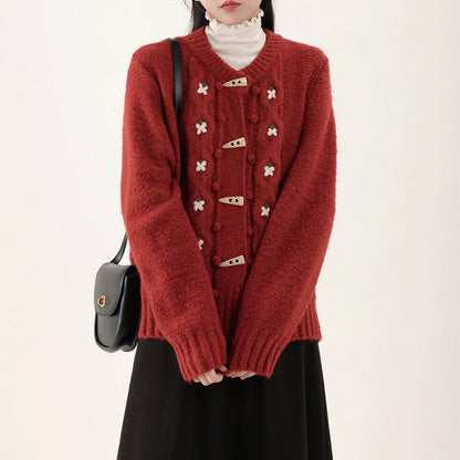 Damen Winter Warme Weich Strickjacke