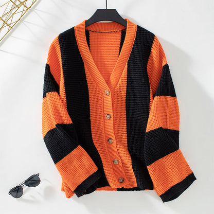 Damen Elegante Knopf Daunen Lässige Lose Strickjacke
