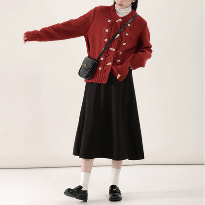 Damen Winter Warme Weich Strickjacke