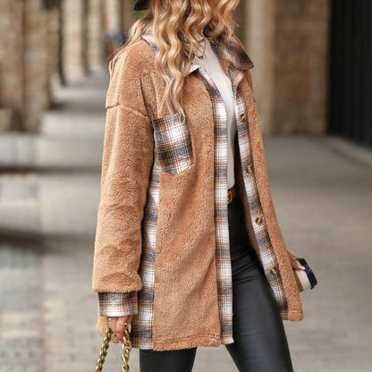 Damen Winter Karierter Lässiger Mantel