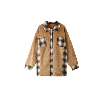Damen Winter Karierter Lässiger Mantel