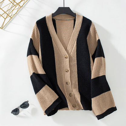 Damen Elegante Knopf Daunen Lässige Lose Strickjacke