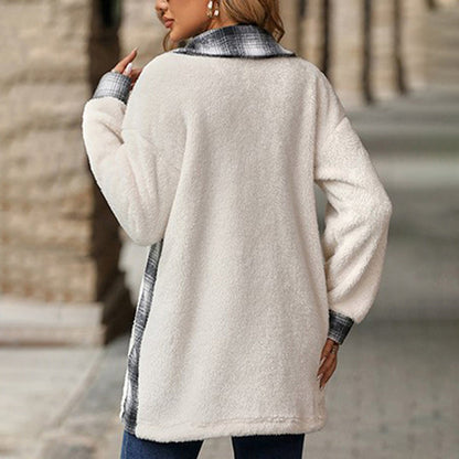 Damen Winter Karierter Lässiger Mantel