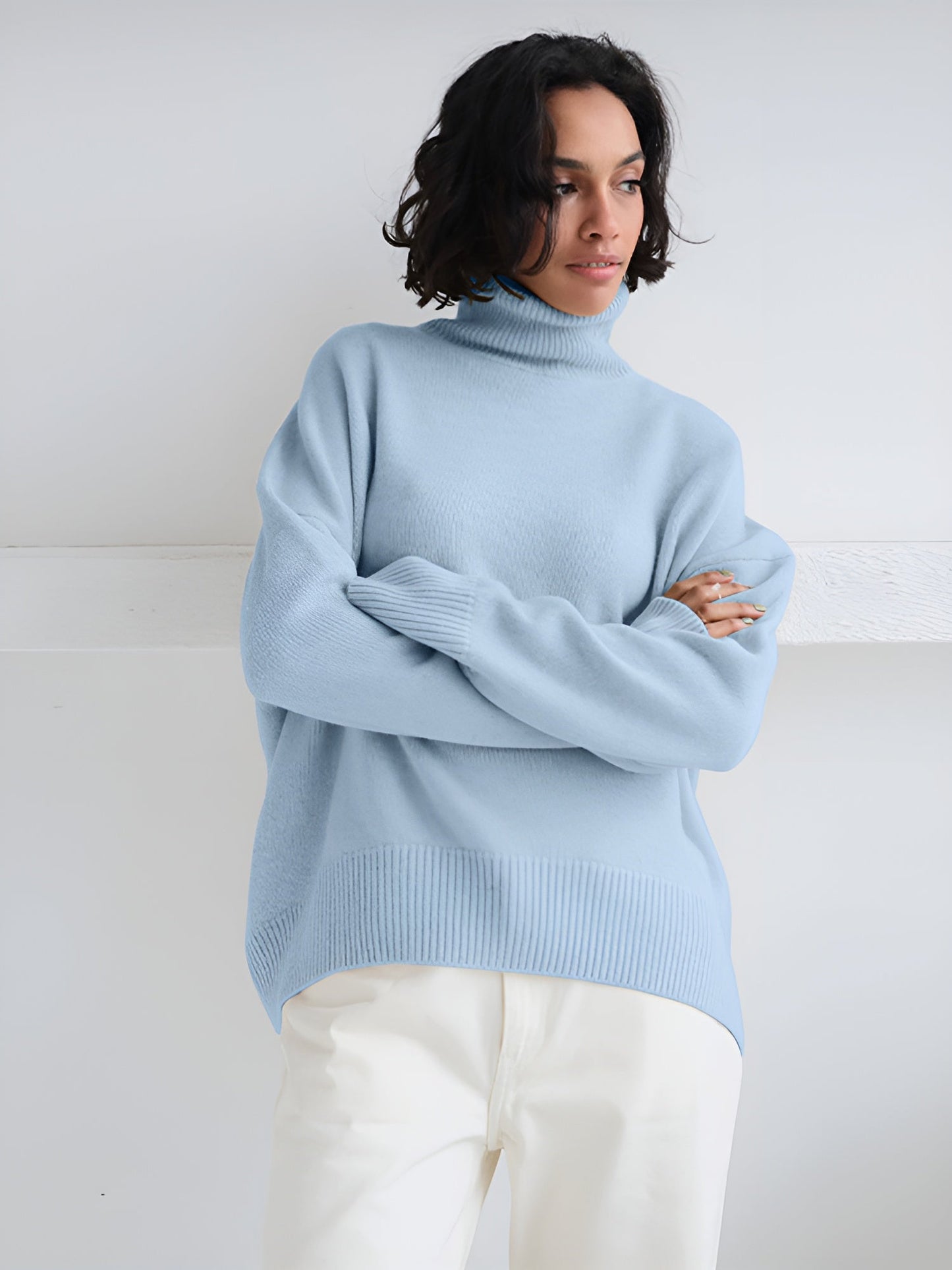 Kylie | Damen Stilvoller Rollkragen Strick Pullover | Locker