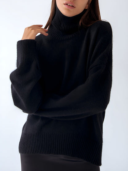 Kylie | Damen Stilvoller Rollkragen Strick Pullover | Locker
