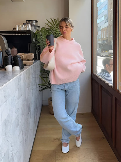Alexandra | Damen Lässiger Oversize Pullover | Rundhalsausschnitt