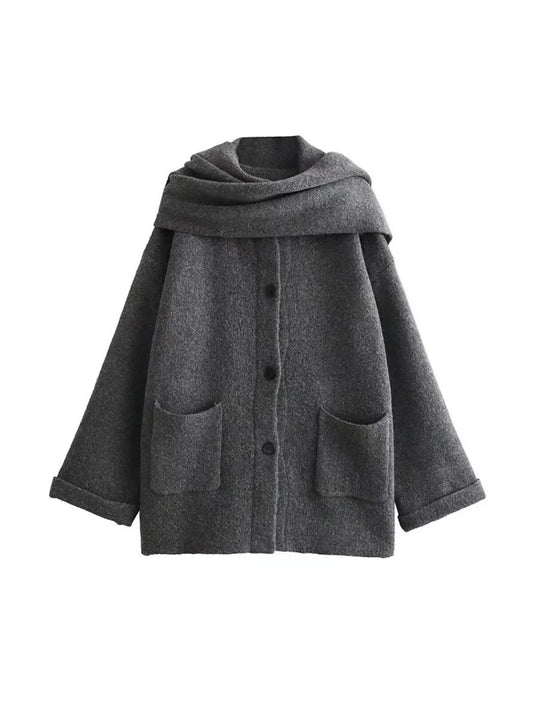 Hannah | Damen Stilvoller Schicker Dicker Schal Pullover | Winter