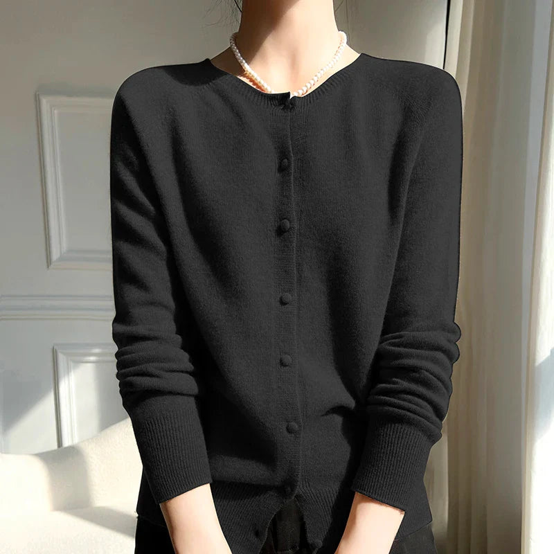 Lisani | Damen Schlichte Gemütliche Knopf Strickjacke | Strick