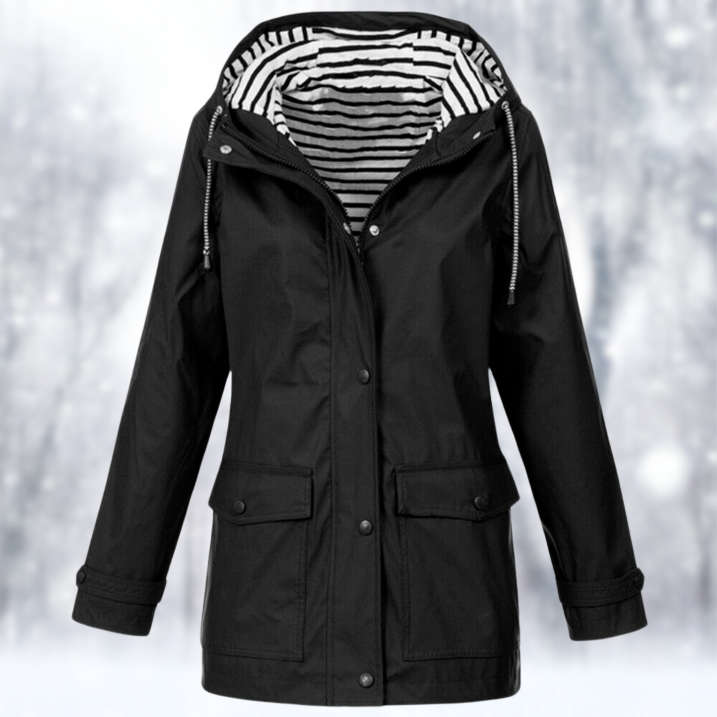 Joy | Damen Klassische Regen Wetterfeste Jacke | Mit Kapuze
