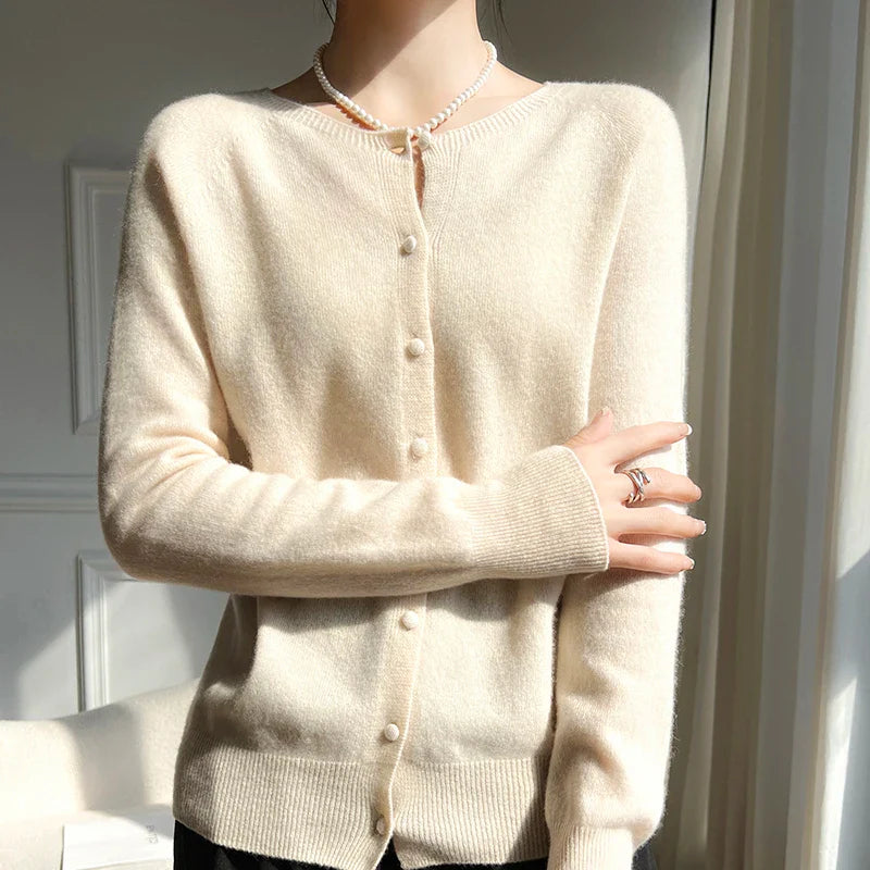 Lisani | Damen Schlichte Gemütliche Knopf Strickjacke | Strick