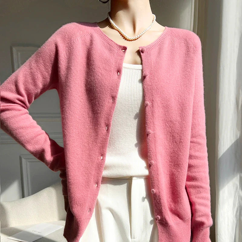 Lisani | Damen Schlichte Gemütliche Knopf Strickjacke | Strick