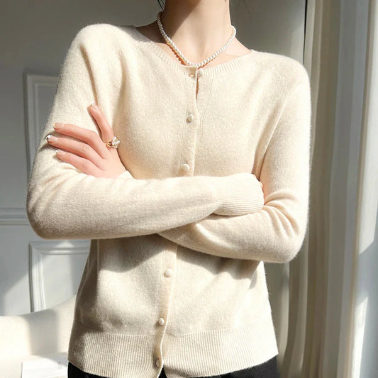 Lisani | Damen Schlichte Gemütliche Knopf Strickjacke | Strick