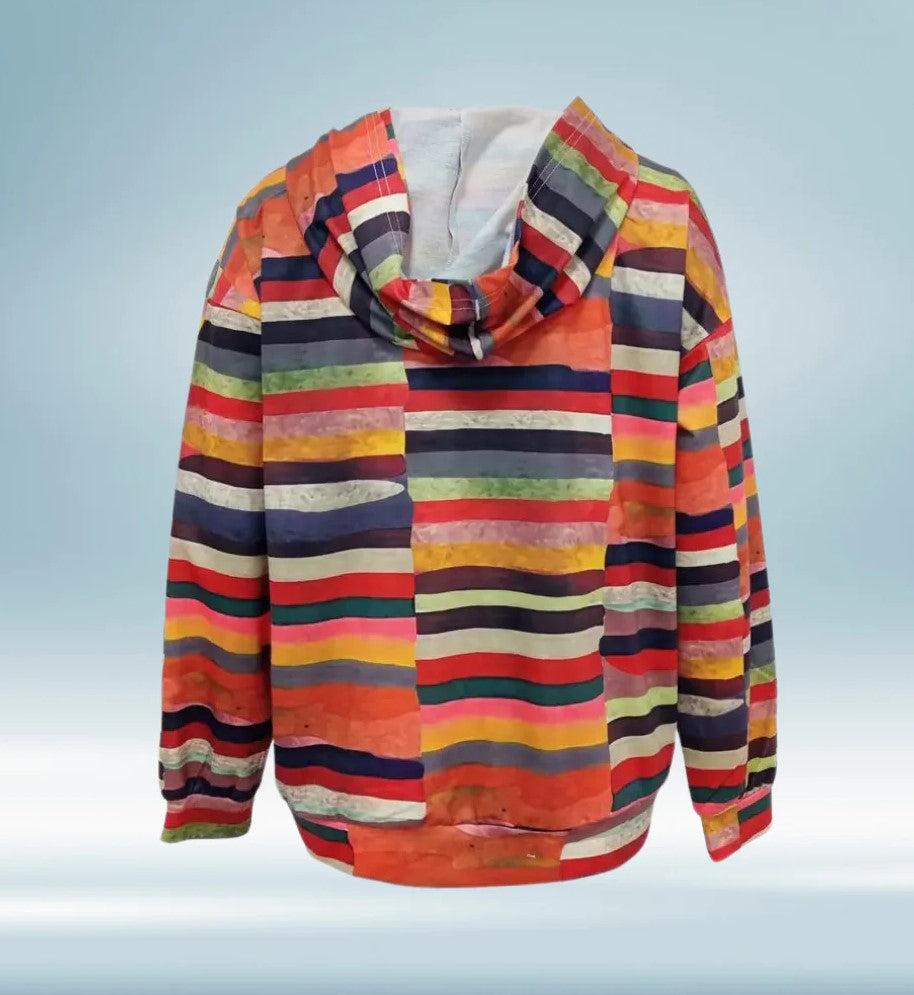 Damen Stilvoll Gestreift Kapuzen Pullover