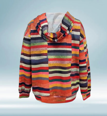 Damen Stilvoll Gestreift Kapuzen Pullover