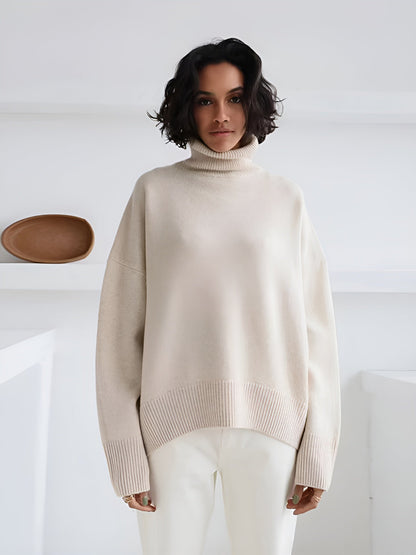 Kylie | Damen Stilvoller Rollkragen Strick Pullover | Locker