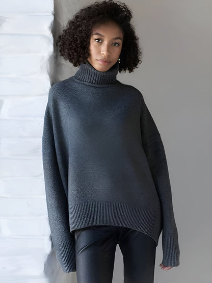 Kylie | Damen Stilvoller Rollkragen Strick Pullover | Locker