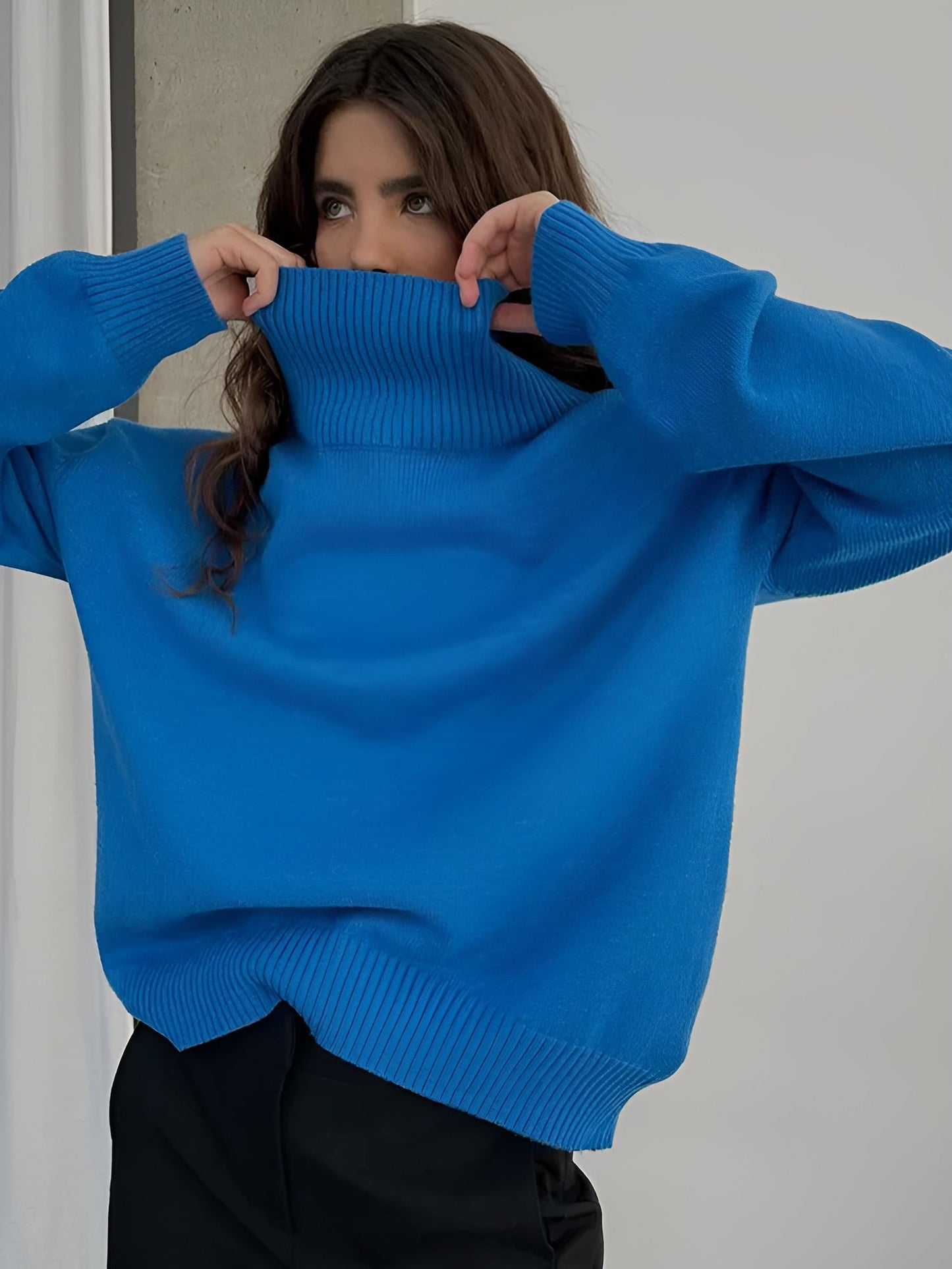 Kylie | Damen Stilvoller Rollkragen Strick Pullover | Locker