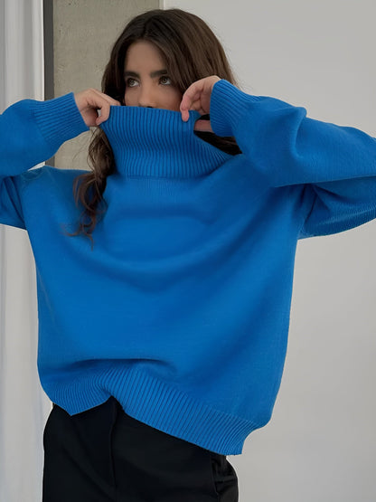 Kylie | Damen Stilvoller Rollkragen Strick Pullover | Locker