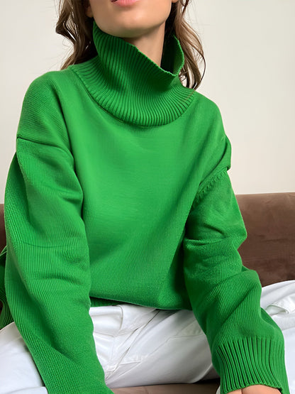 Kylie | Damen Stilvoller Rollkragen Strick Pullover | Locker