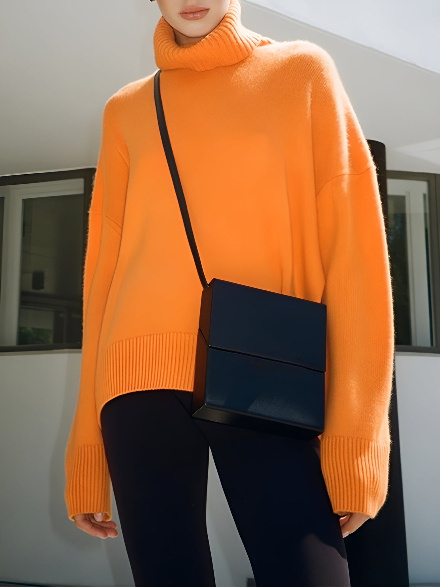 Kylie | Damen Stilvoller Rollkragen Strick Pullover | Locker