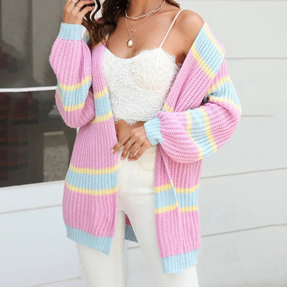 Damen Gestreift Lässige Mode Strickjacke