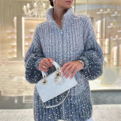 Damen Stilvoll Übergroß Elegante Strickjacke