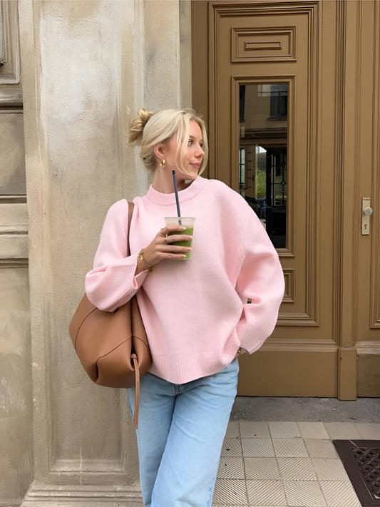 Alexandra | Damen Lässiger Oversize Pullover | Rundhalsausschnitt