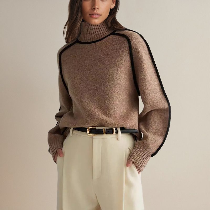Liza | Damen Lässiger Winter Pullover | Rollkragen