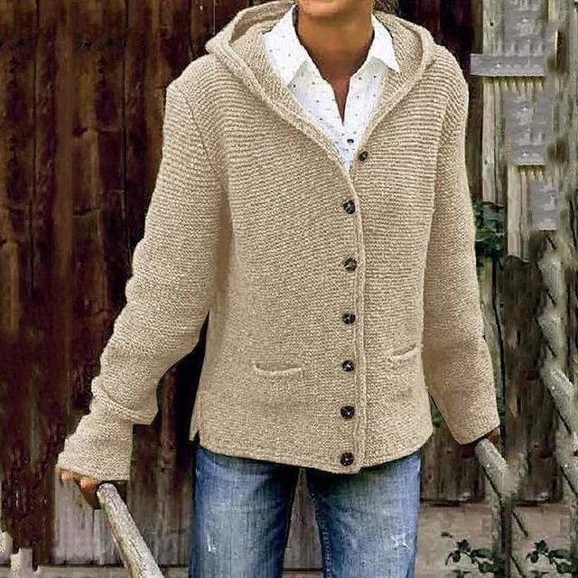 Layla | Damen Knopf Daunen Lose Strickjacke | Lässig